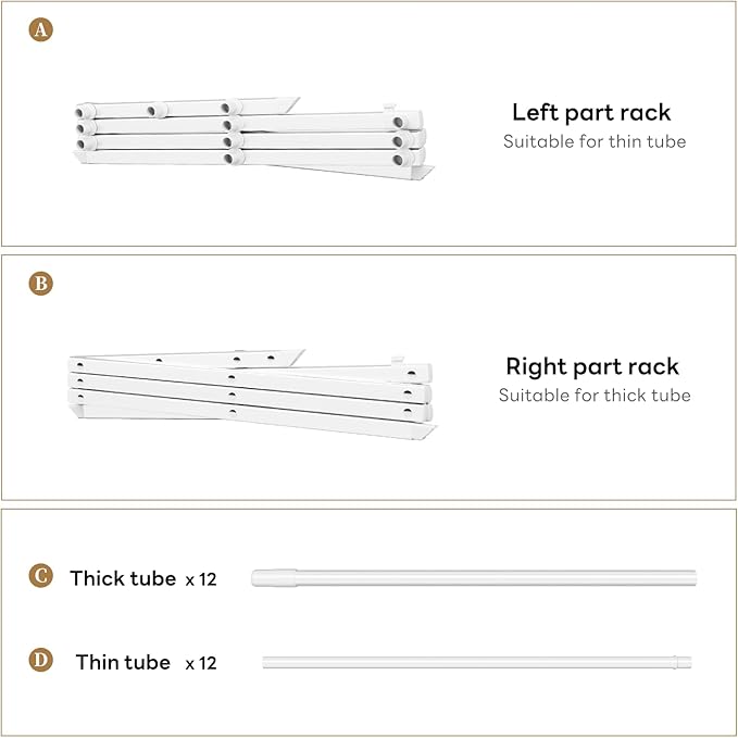 Foldable Drying Rack Clothing, 3-Tier Portable Clothes Drying Racks for Indoor & Outdoor, Anti-Rust Compact Laundry Rack Collapsible, White 29" D x 14" W x 41" H