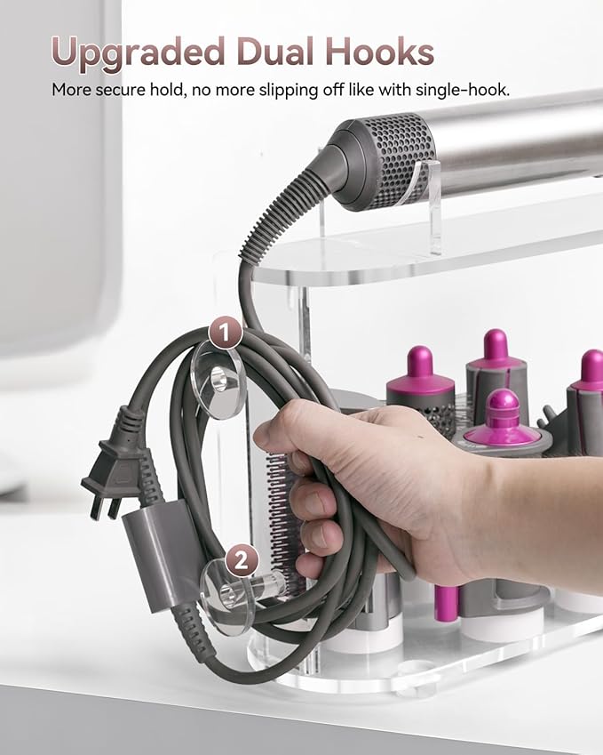 Affogato Acrylic Storage Holder Compatible with All Dyson Airwrap Styler Accessories, 6 Holes Countertop Organizer Stand for Diffuser Long Barrel Attachments for Bathroom