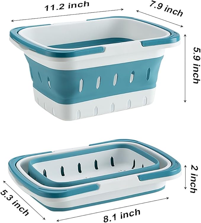 2 Pack Portable Shower Caddy Tote, Plastic Storage Collapsible Basket with Handles, Box Organizer Bin for Bathroom, Kitchen, College Dorm,Gym (Blue 2 pack) (Blue 2 pack)