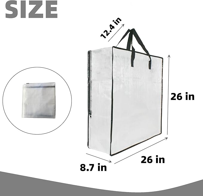 9 Pack Clear Storage Bags with Zipper and Handles, Blanket Bags For Closet Storage, Moving and Packing Supplies for College, Underbed Storage Organizer for Clothes Pillow Bedding Christmas Wreath