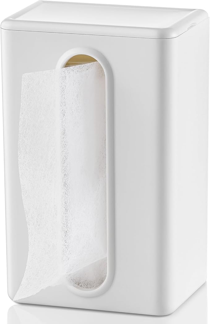 SUBEKYU Magnetic Dryer Sheet Holder for Laundry Room, Dryer Sheet Container,Dryer Sheet Dispenser,Wall Dryer Sheet Box for Laundry Organization and Storage,Plastic Fabric Sheet Holder with Lid,White