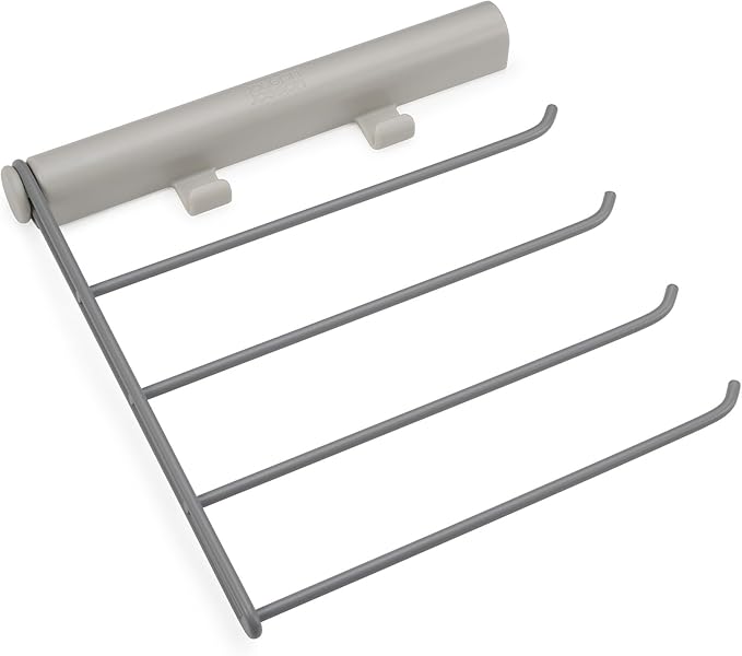 Joseph Joseph Orderly Belt, Tie & Scarf Hanging Rail, Closet Wardrobe Accessory Organizer, 4 Rails Rack Storage, 2 Belt Hooks