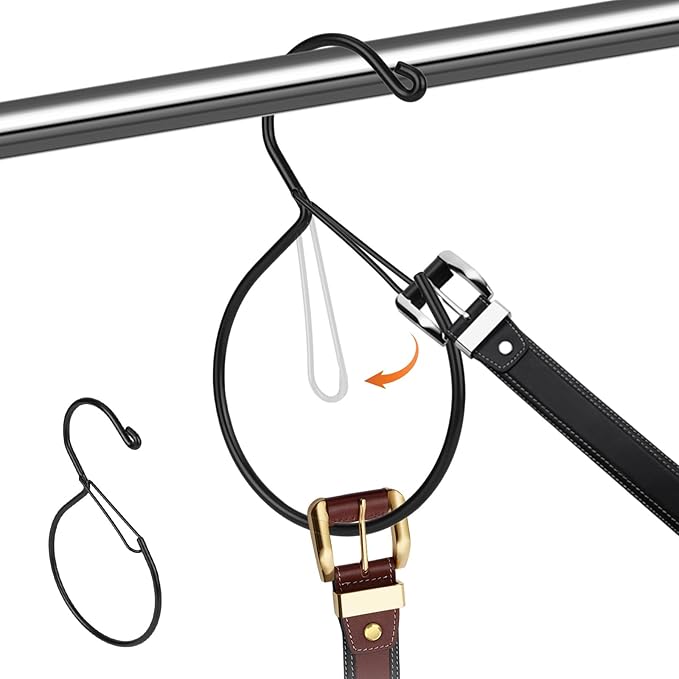 4pcs Belt Hanger for Closet, Belt Holder Tie & Scarf Organizer Rack for Ties Scarves Bags Purses and Hats Accessories Keeps Wardrobe Neat & Storage (Black)