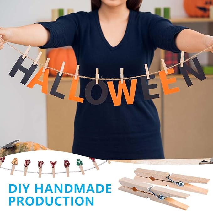 SenseYo 300 Pcs 1.9 Inch Wooden Clothespins Clips for Hanging Clothes, Craft, Home