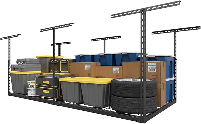 3X6FT Overhead Garage Storage Rack, 26"-40" Height Adjustable Garage Ceiling Storage Racks, Heavy Duty Metal Overhead Storage Organizer System, 450LBS Weight Capacity