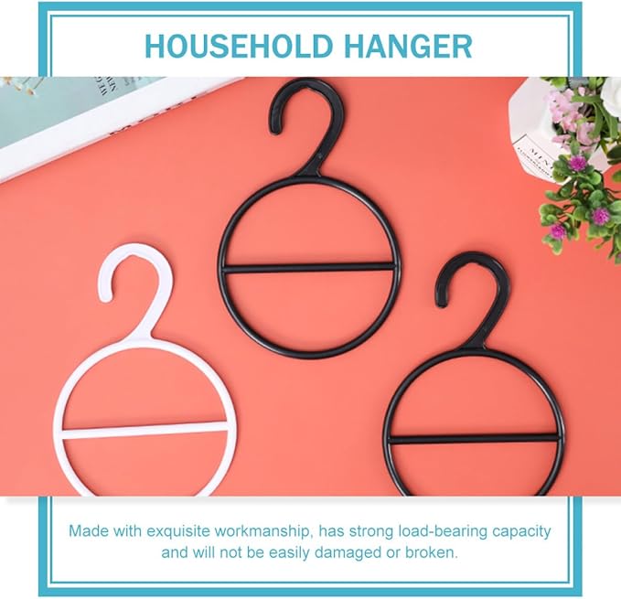 Scarf Hanging Organizer and Belt Ring Holder, Black Plastic Multifunctional Tie Hanger for Closet Storage, Wardrobe Accessory Organizer, 10pcs Set for Home Bedroom Use