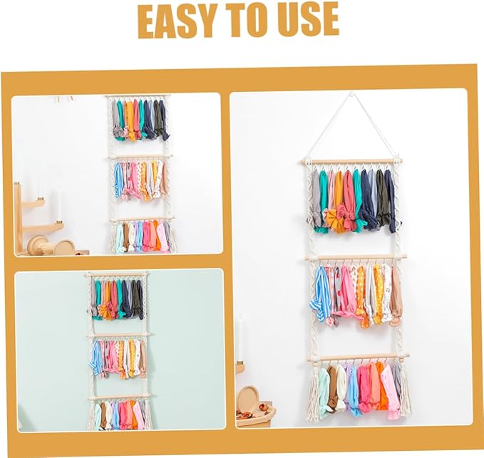 LIFKOME Hanging Hair Accessory Organizer Bow Holder Storage Rack for Hair Clips and Headdresses for Room Decoration