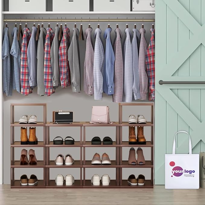 Vertical Shoe Rack-Tall Narrow Shoe Rack Organizer for Small Spaces,17Tier Bamboo Shoen Shelf for Entryway,Closet,Corner,Doorway,Skinny Shoe Shelf Space Saving Shoe storage,Free Stackable DIY