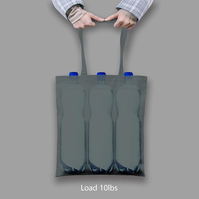TOPDesign 24-Pack Economical 16"x15" Grey Cotton Tote Bag, Lightweight Medium Reusable Grocery Shopping Cloth Bags, Suitable for DIY, Advertising, Promotion, Gift, Activity