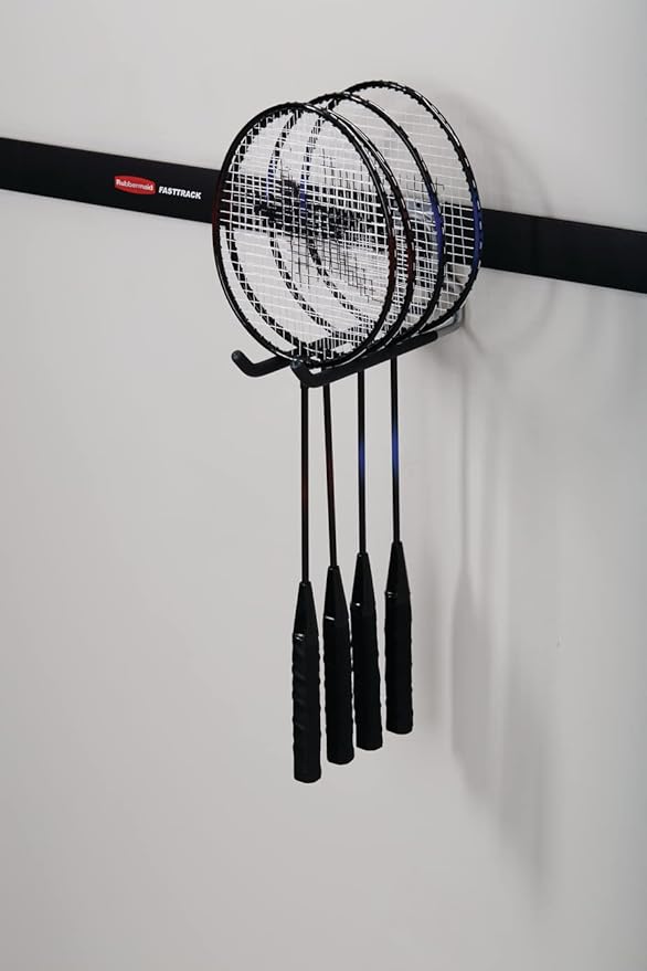 Rubbermaid FastTrack Rail Garage Organization Multi-Purpose Hook 50 lbs Capacity Satin Nickel Wall Mounted Storage System Direct Mount into FastTrack Garage Rail for Home/Garage Organization