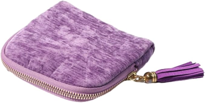 Jewelry Zippered Pocket Case Travel Jewelry Bag Portable Organizer, Dustproof Storage Bag with Tassels and Zipper (Light Purple)