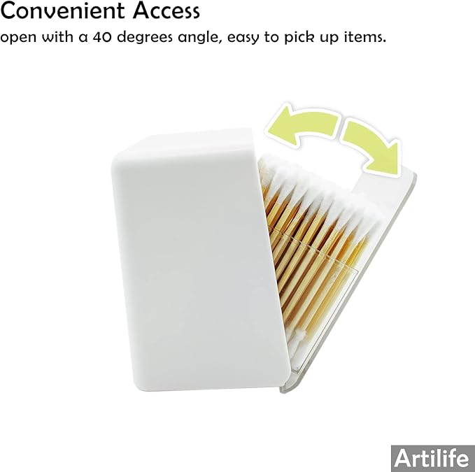 Artilife Bathroom Qtip Holder Canisters for Swabs and Balls, Vanity Countertop Storage Organizer (1 Pack)