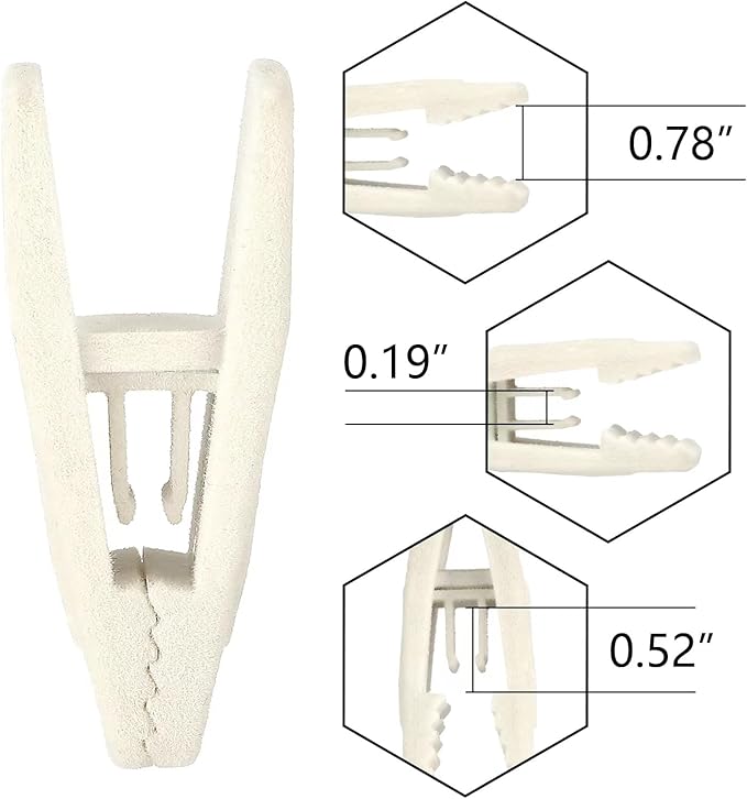 Tinfol Velvet Hanger Clips 80Pack, Ivory Pants Velvet Clips, Clothes Pin Hanger Clip, Strong Finger Flocked Clip Perfect for Slim-line Clothes Velvet Hangers