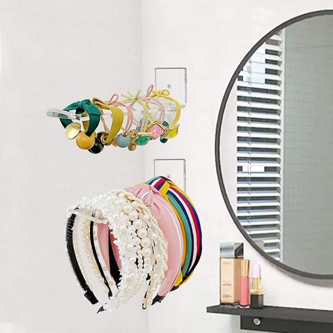 Bigfety Acrylic Headband Holder Wall, 5 Pack Clear Hanging Headband Organizer Storage for Girls Women