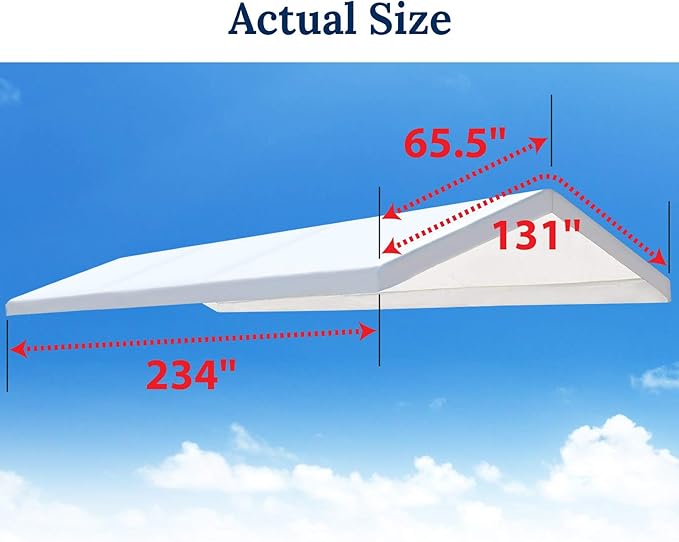 BenefitUSA 10'x20' Carport Replacement Canopy Garage Top Tarp Shelter Cover, Canopy ONLY (w/Edge)