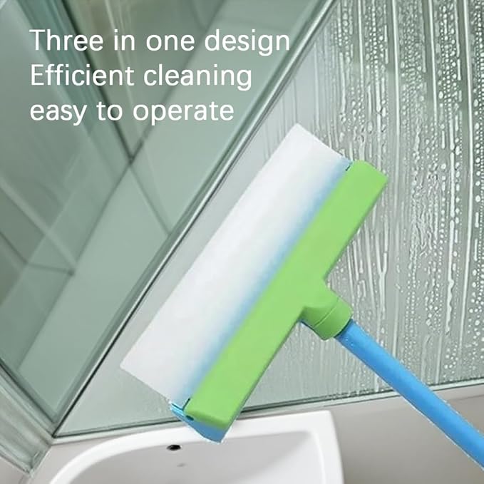 Aqua Blade 3-in-1 Window Cleaning Tool with Raznave Squeegee, Rotatable Rubber Blade, and Microfiber Scrubber – Streak-Free Glass and Mirror Cleaner