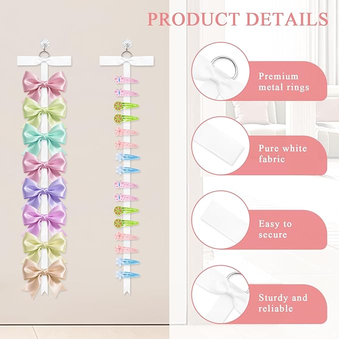 3 Pcs Bow Holder for Girls Hair Bows, Hair Bow Holder for Women, Bedroom Decoration, Dormitory Decoration for Hair Bow Organizer Holder