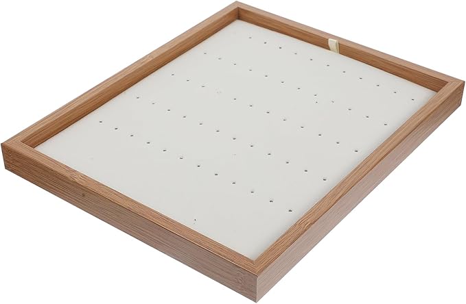 Cabilock Wooden Earring Organizer Rack Jewelry Display Stand with Multi-Hole Holder Desktop Jewelry Storage for Earrings and Studs Home Accessory Organizer