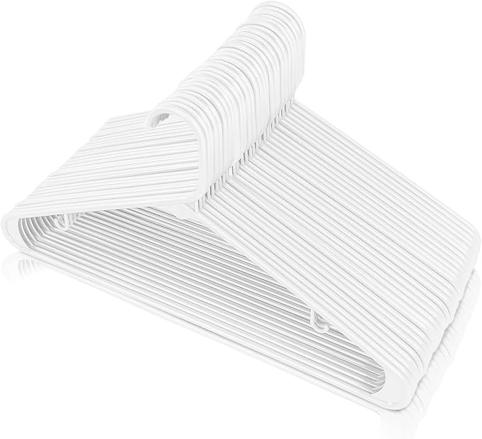 Utopia Home Plastic Hangers 200 Pack - Clothes Hanger with Hooks - Durable & Space Saving (White)