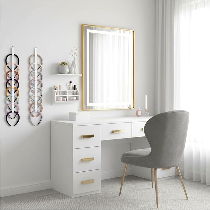 3 Pcs Headband Holder Organizer for Girl Headpiece Hanger Organizer White Hair Hoop Display Hair Accessories Organizers Bedroom College Dorm Decor Vertical Hanging Hairband Storage for Girls Women