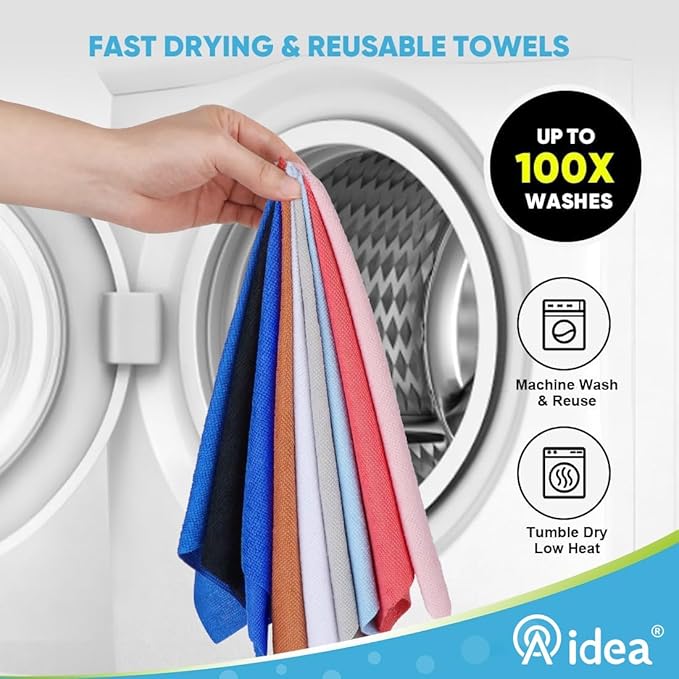 AIDEA Microfiber Cleaning Cloth Roll, White Shop Towels 55 Sheets Washable, Microfiber Towels for Cars, White Rags Reusable Paper Towel for Automotive, Workshop, House, Kitchen, Cleaning Supplies11×9"