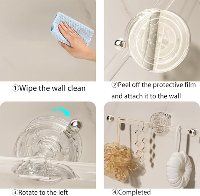 Adjustable Suction Cup Scrunchie Holder, Suction Cup Hair Accessories Organizer Waterproof Scrunchy Storage Stick Hair Ties Holder for Hair Ties Headband Jewelry, 2 Pack (Transparent, L)