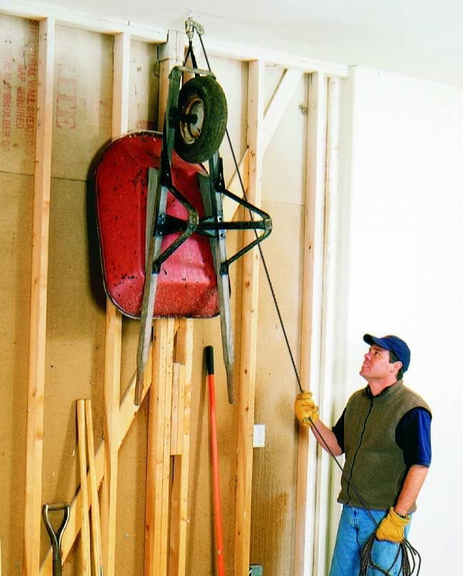 HARKEN Hoister - Bikes & Overhead Garage Storage 1 Point Hoist System (45lb Capacity, 12ft Ceiling), Space-Saving Organization, Easy One-Person Operation, Safe Anti-Drop, Self-Leveling - model 7800.12
