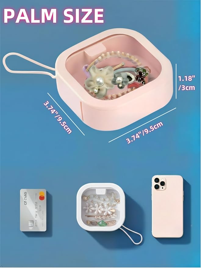 4pcs Hair Tie Organizer 3.74"x3.74",Small Portable Hair Tie Holder Organizer for Girls Travel, Baby Girl Hair Accessories Organizer for Hair Clips,Q-tips,Earrings,rings,Floss,(2Pink&2White)