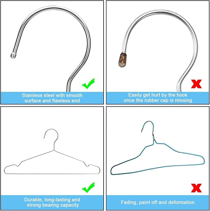 Coat Hangers Clothes 20 Pack Wire Hangers Heavy Duty Stainless Steel Hanger with Non Slip Grooves, 16.5 Inch Ultra Thin Metal Hangers Space Saving Clothing Hanger Silver