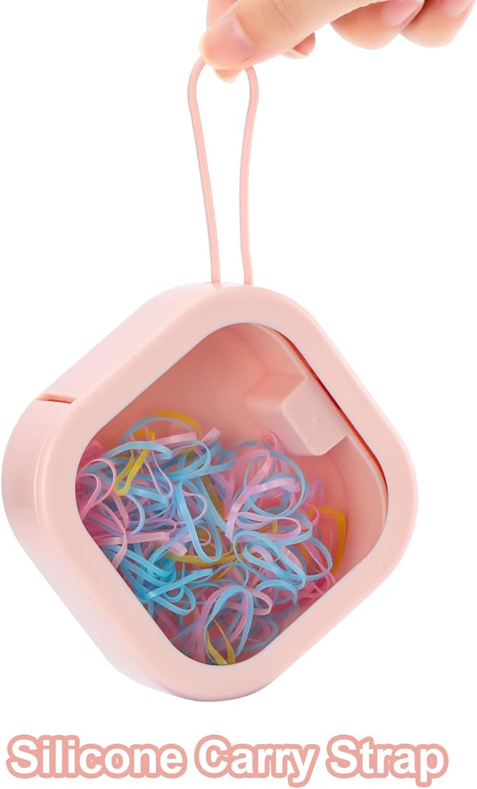 Soleebee 6pcs Portable Hair Tie Organizer Box Qtip Holder, Small Hair Accessory Containers Travel Hair Tie Holder Cotton Swab Dispenser Stackable or Hanging Small Items Storage Box (Pink)