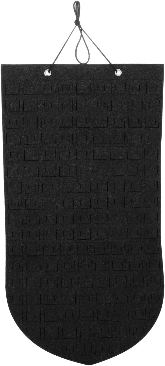 Wall Hanging Badge Pin Display Organizer Bag for Brooches and Earrings, Deep Gray Felt Jewelry Storage with Multiple Pockets, Home Wall-mounted Accessory Organizer for Pins