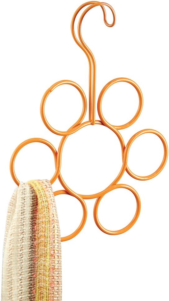 InterDesign Classico Petal Scarf Hanger, No Snag Storage for Infinity Scarves, Ties, Belts, Shawls, Accessories - 6", Tangelo