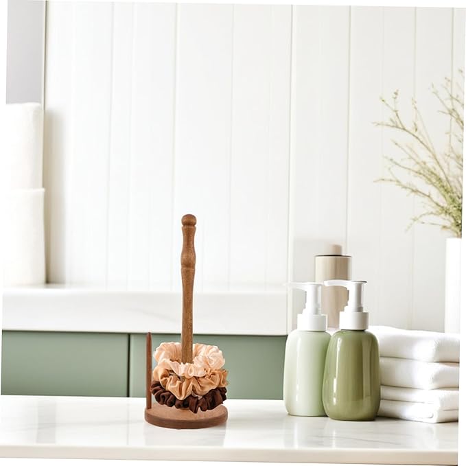 Wooden Hair Accessories Organizer Stand Vertical Scrunchies Holder for Jewelry Hair Ties Desktop Storage Japanese Design for Bedroom Bathroom Decor