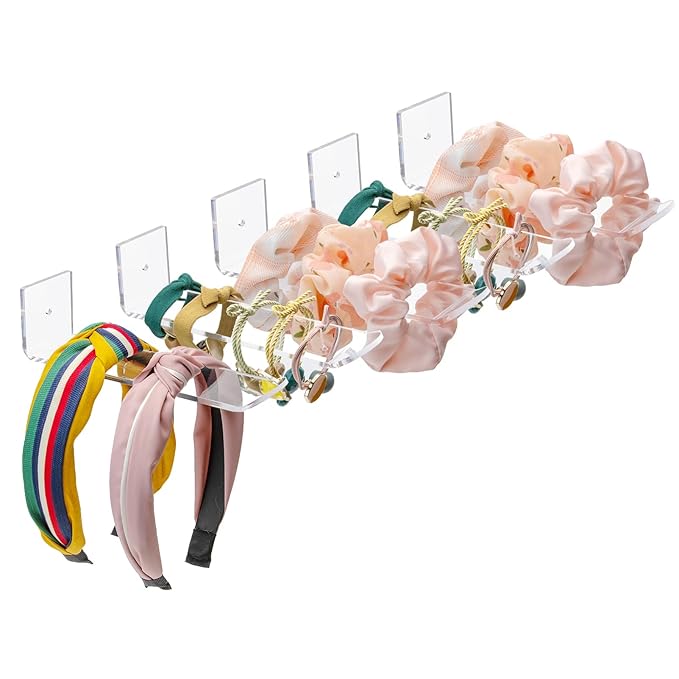Bigfety Acrylic Headband Holder Wall, 5 Pack Clear Hanging Headband Organizer Storage for Girls Women