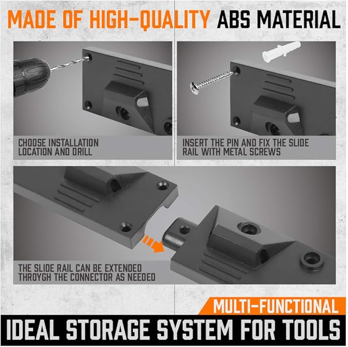 HORUSDY 64'' Adjustable Wall Mount Tool Organizer, Garage Tool Storage System with Heavy Duty Hooks, Tool Hangers for Broom, Mop, Shovel, Rake & Garden Tools