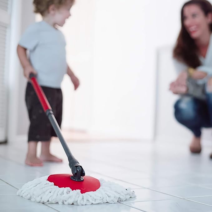 4 Pack Mop Replacement Heads Compatible with 1 Tank System Microfiber Spin Mop Replace Head Mop Refills Base Scrub Brush for Deep Cleaning All Hard-surfaced Floors