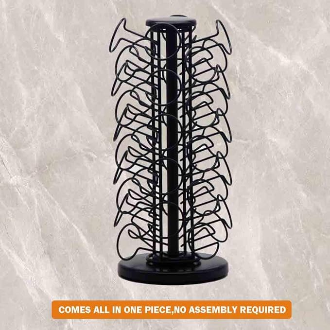 K Cup Holders,K Cup Holder, K Cups Holder,K Cup Carousel, Coffee Pods Holder Storage Organizer Stand,No Assembly Required,Black (Holds 40 Pods/Heavy Duty Base)