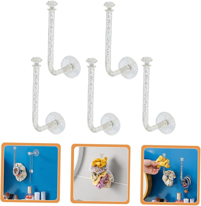 Healifty 5Pcs Adhesive Scrunchie Holders Hair Accessories Organizers Wall Mounted Storage for Hair Ties Headbands Jewelry Hooks Versatile Design for Home Use