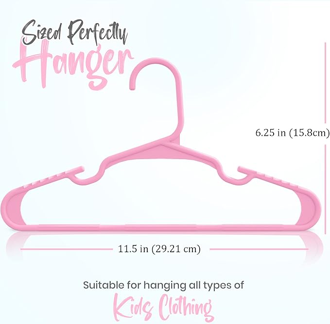 Utopia Home 20 Pack Kids Hangers - 11.5 Inch Plastic Baby Hangers for Closet - Childrens Hanger for Clothes & Infant Hanger for Closet - for Everyday Standard Use (Baby Pink)
