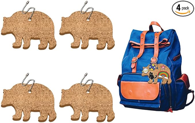 peacoblue 4Pcs Bear Enamel Pin Holder Display Board Collection with Key Chain for Bag, Backpack 4.7" x 3.1", Pins Display Frame Organizer Storage to Show Unique Styles for Student, Male, Female