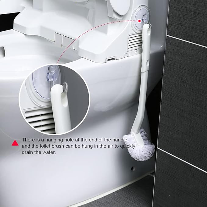 Baffect Curved Toilet Brush Plastic Long Antislip Grip Handle Toilet Cleaning Brushes Strong Decontamination Hanging Portable Toilet Bowl Brush Bathroom Accessories