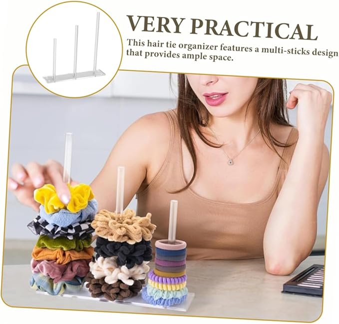 Acrylic Hair Tie Holder Stand Scrunchie Rack Jewelry Storage Hair Accessories Organizer