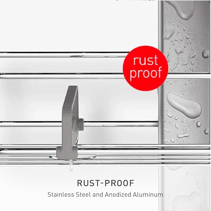 simplehuman Adjustable Shower Caddy, Stainless Steel and Anodized Aluminum