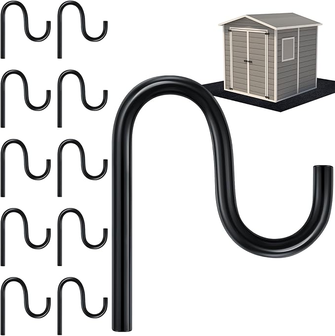 Blulu 10 Pcs 2'' Long Shed Hooks Shed Accessories Without Drilling Hole for Hanging Heavy Duty Individual Utility Hooks Universal Wall Mounted J Utility Hangers for Tools Shovels Rakes (Black)