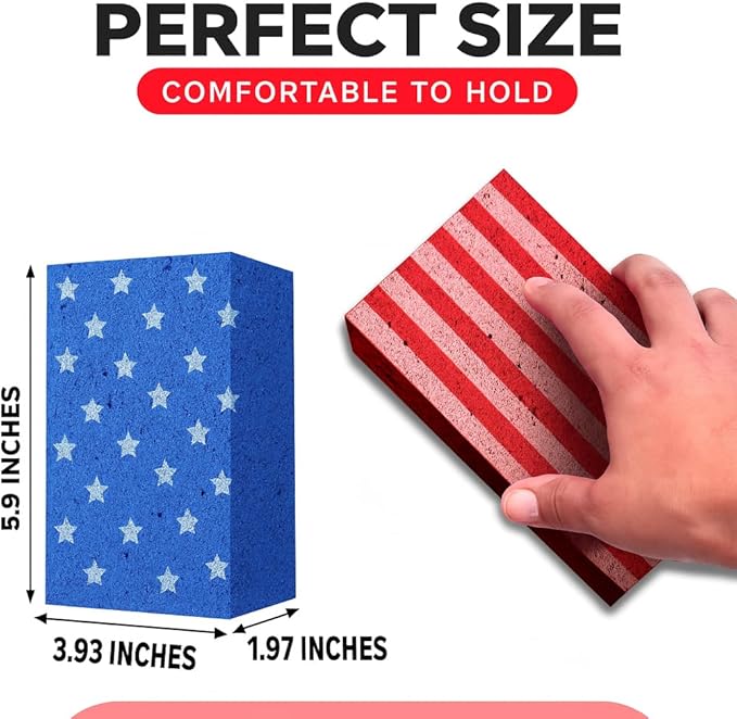 Multi-Purpose Sponges for Cleaning - USA 4 Pack, Large Sponges for Car Washing, Tile & Grout, All Purpose Cleaning