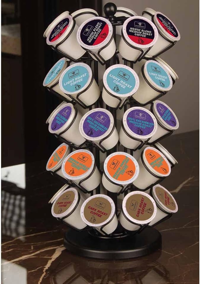 K Cup Holders,K Cup Holder, K Cups Holder,K Cup Carousel, Coffee Pods Holder Storage Organizer Stand,No Assembly Required,Black (Deluxe Version,40 Pods Capacity)