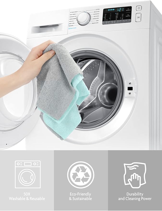 Fantasticlean Microfiber Cleaning Cloth Roll -40 Pack, Tear Away Microfiber Towels, 12" x 12", Reusable, Washable, Scratch Free, Ultra Absorbent Dishcloth for All-Around Cleaning Supplies (Blue)