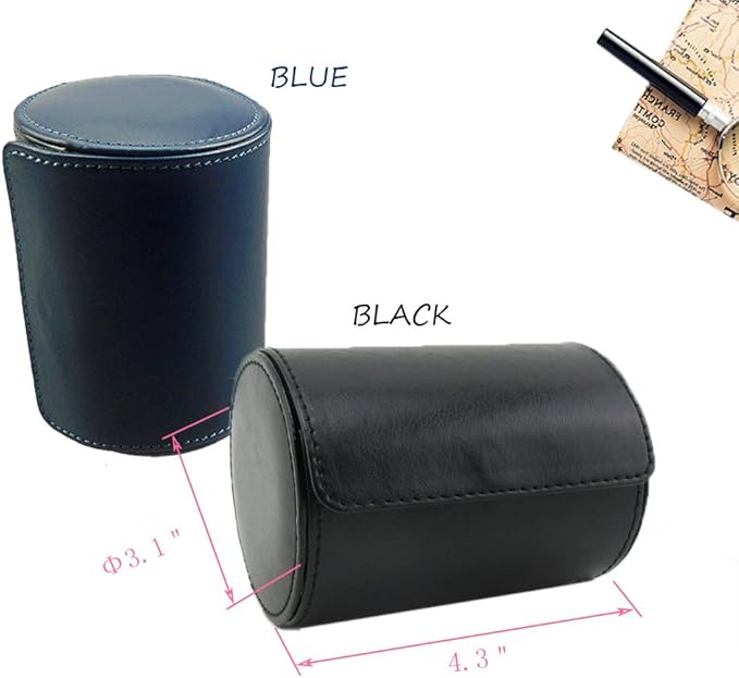 WAJJ Men's Necktie Travel Case, Tie Anti-Wrinkle Organizer Box - Formal Cylinder Shape (Blue)