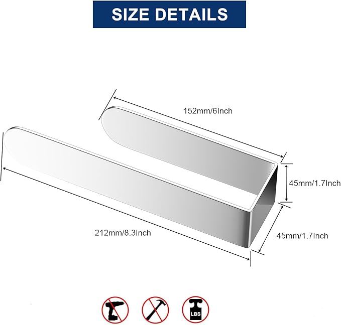 HUFEEOH 2 Pack Adhesive Hand Towel Holder, Sticky Towel Bar Towel Holder Wall Mounted, Stainless Steel Kitchen Towel Holder Hand Towel Rack for Bahtroom Hotel RV Kitchen (Polished Silver)