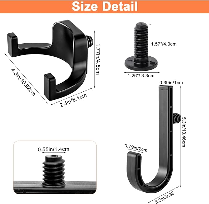 6 Packs Storage Shed Hooks Compatible with Suncast/Craftsman Shed, U-Shape and J-Shape Storage Shed Shelves Accessories with 4 Packs Long Bolts for Organizing Tool, Ladders, Bulk Items
